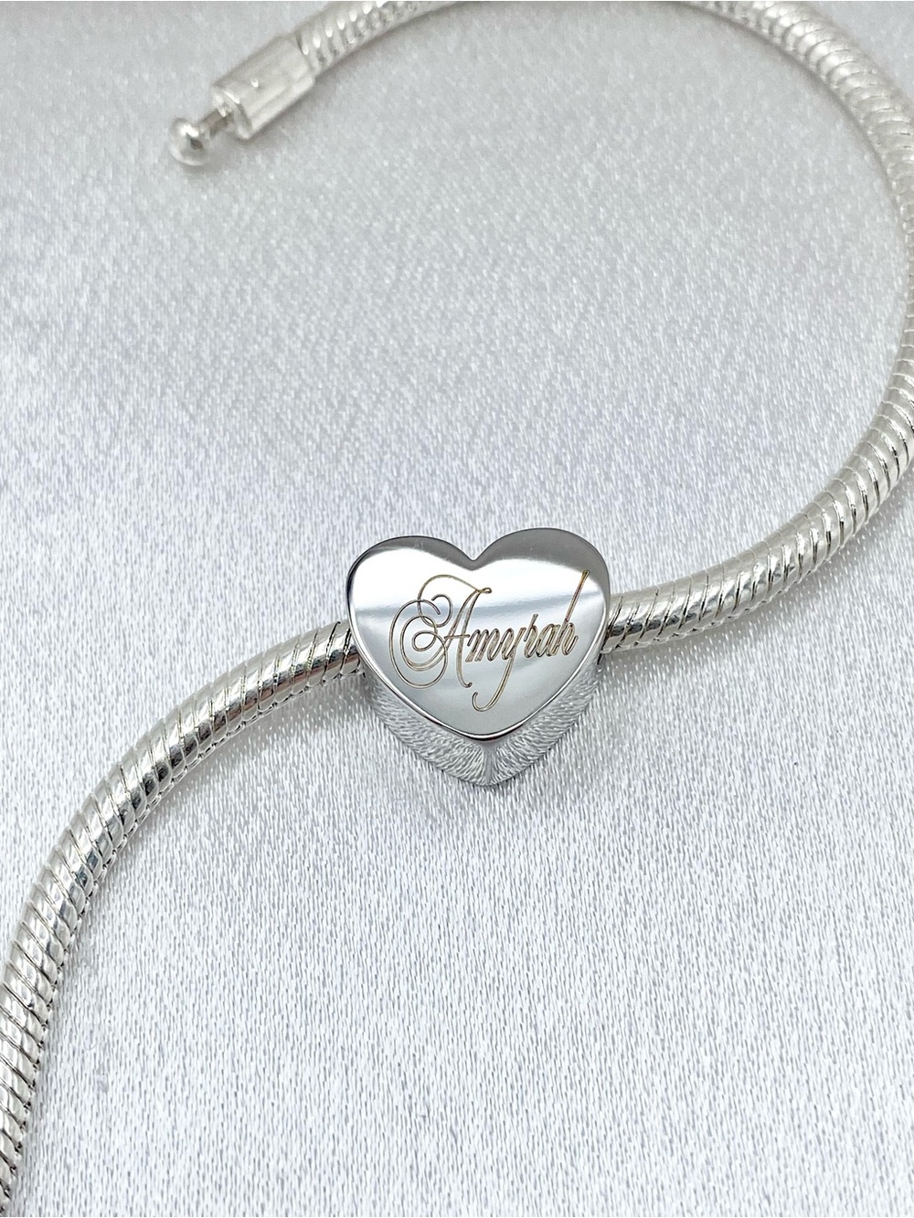 Personalized Name Heart Bracelet Charm